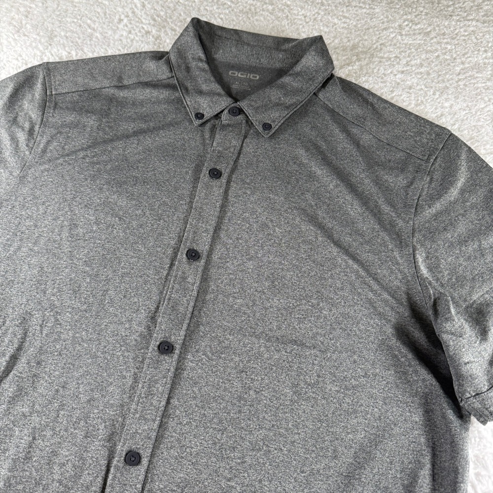 Ogio Casual Button Down Shirt Golf Stretch Gray XL Extra‎ Large NEW Without Tags